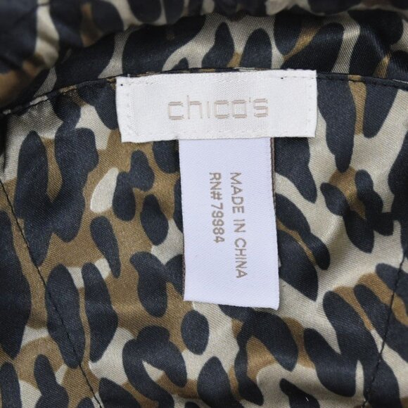 Chicos Jewelry Pouch  Black Satin With Leopard Print Lining Drawstring Bag - Picture 6 of 7